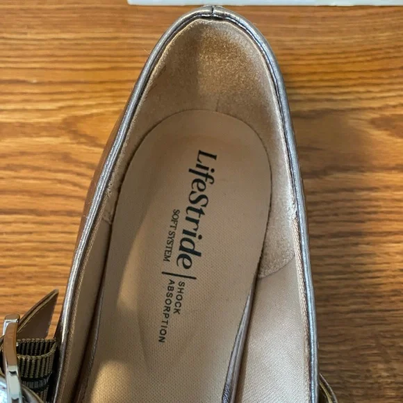 Life Stride Metallic Pewter Mary Jane Flats - Picture 5 of 6